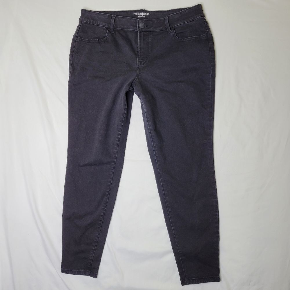 XL REG MAURICES BLACK MID RISE STRETCH 5 POCKET CURVY JEANS